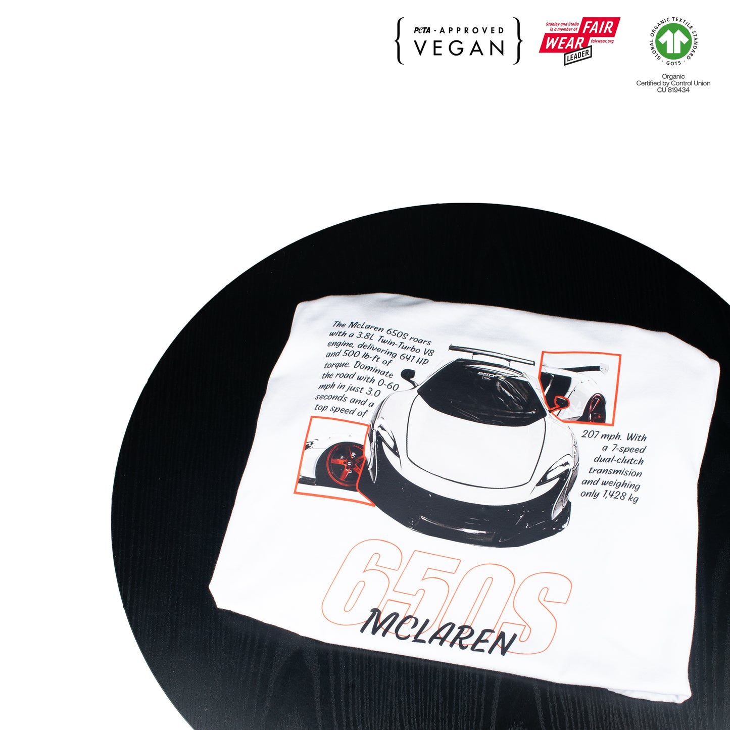 Mclaren 650S Widebody White Tee