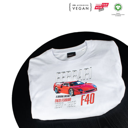 Ferrari F40 White Tee